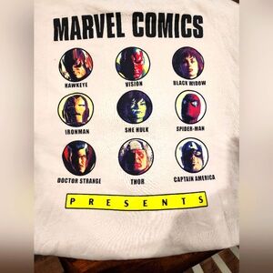 Marvel Comics Unisex Hoodie Cream IRONMAN THOR SHE HULK SPIDER-MAN SZ Large